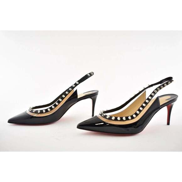 Christian Louboutin Brigadine 70 Black Patent PVC Slingback Spike Heel Pump 36 - Picture 9 of 11